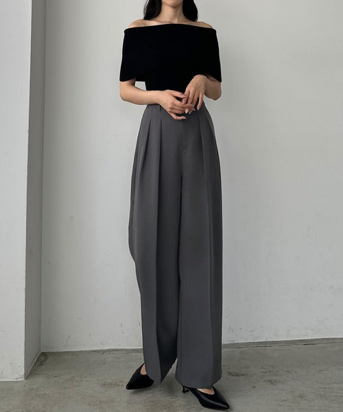 Louere Two-Tuck Slacks | Elegant Straight-Leg Pants with Back Elastic & Tall/Short Sizes