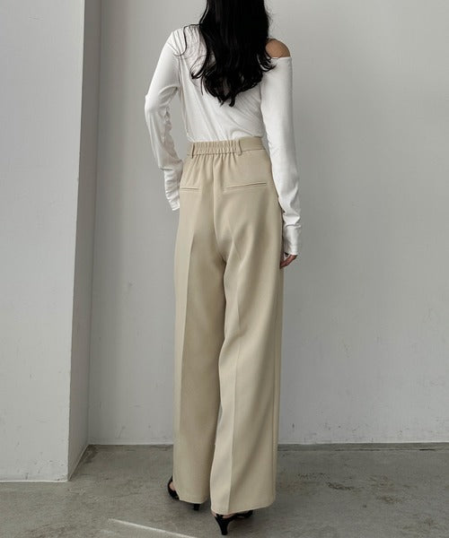 Louere Two-Tuck Slacks | Elegant Straight-Leg Pants with Back Elastic & Tall/Short Sizes