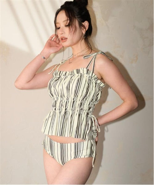 OSYAREVO 3-Piece Shirred Frill Camisole Swimsuit Set – Sweet Coverage, Flattering Shape, Everyday Versatility