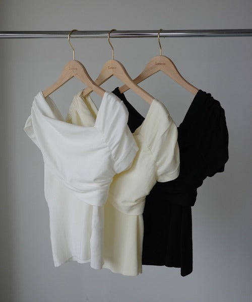 Louere 2-Way Neck Drape Summer Knit Top | Elegant Off-Shoulder & One-Shoulder Styling
