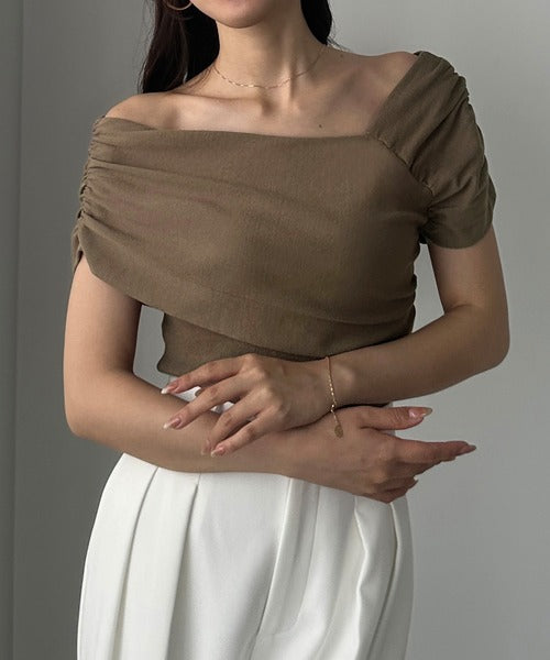 Louere 2-Way Neck Drape Summer Knit Top | Elegant Off-Shoulder & One-Shoulder Styling