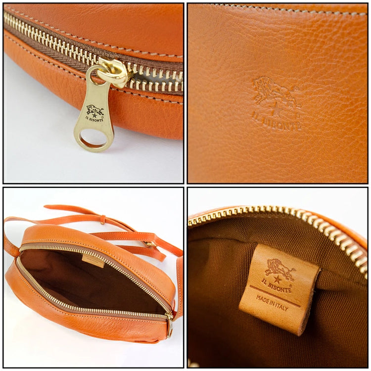 IL BISONTE Mini Crossbody Bag - Circular Leather Saddle Bag (8 Color Options)