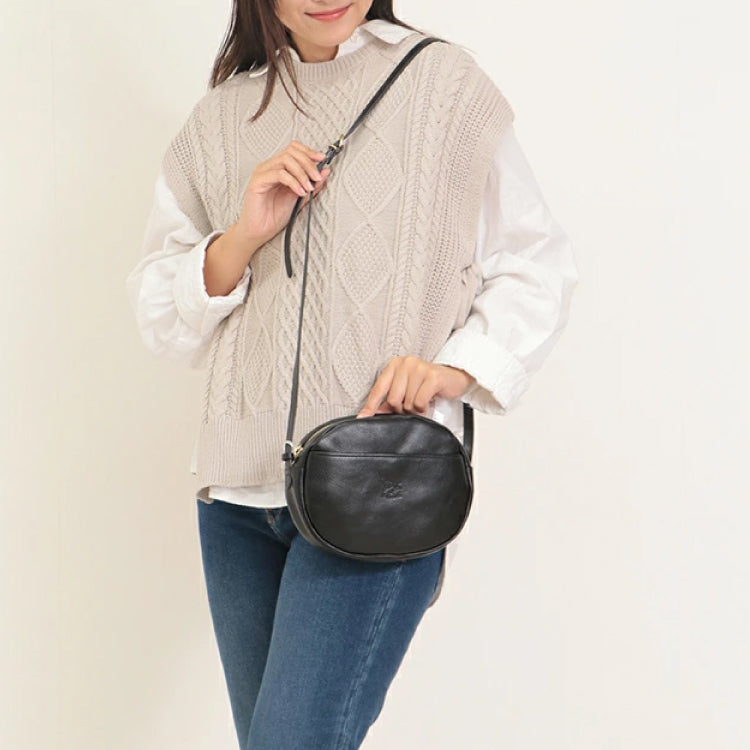 IL BISONTE Mini Crossbody Bag - Circular Leather Saddle Bag (8 Color Options)