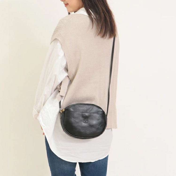 IL BISONTE Mini Crossbody Bag - Circular Leather Saddle Bag (8 Color Options)