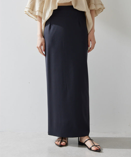 Whim Gazette Jersey I-Line Long Skirt  Stretch Comfort & Elegant Silhouette