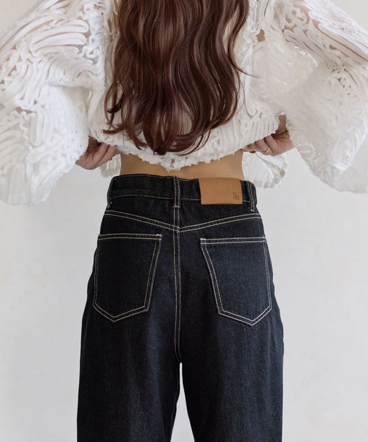 Thevon. “Yuna Project” High-Waist Straight Denim Pants  Leg-Lengthening & Adjustable Fit