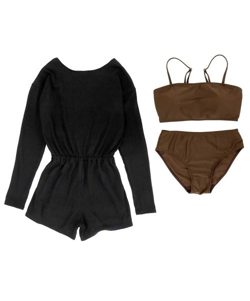 OSYAREVO Women’s Romper & Bikini 3-Piece Set | Body-Flattering Swimwear with Rash Guard Function