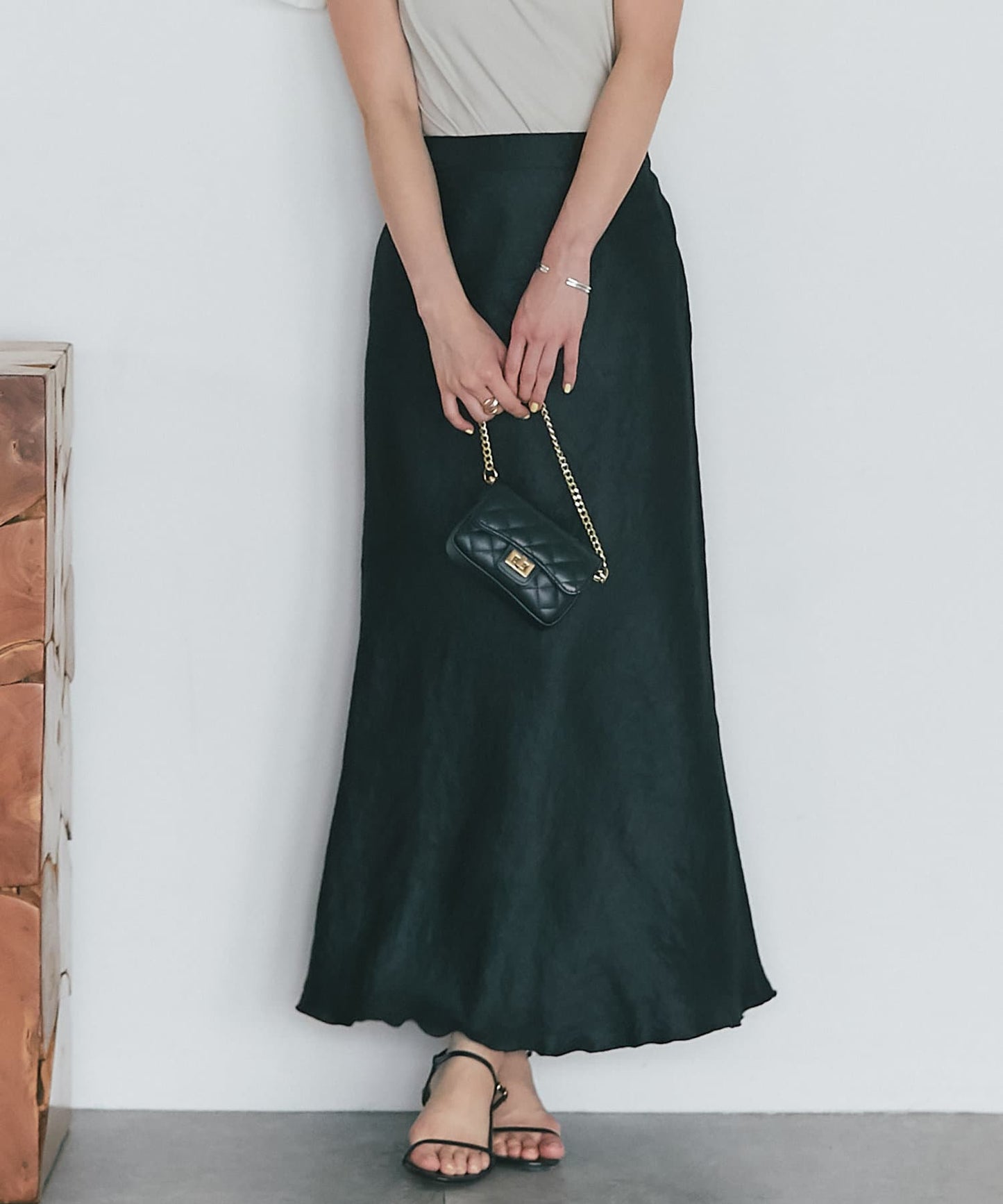 La boutique BonBon Satin Long Narrow Skirt  Shimmery Elegance with Petite & Tall Sizes