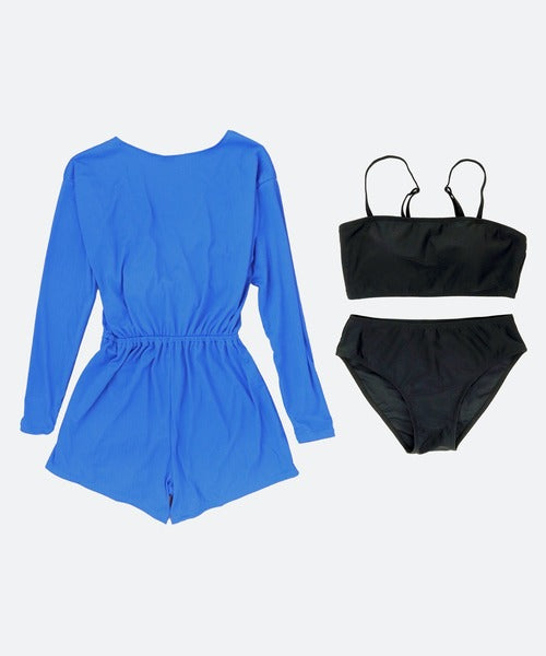 OSYAREVO Women’s Romper & Bikini 3-Piece Set | Body-Flattering Swimwear with Rash Guard Function