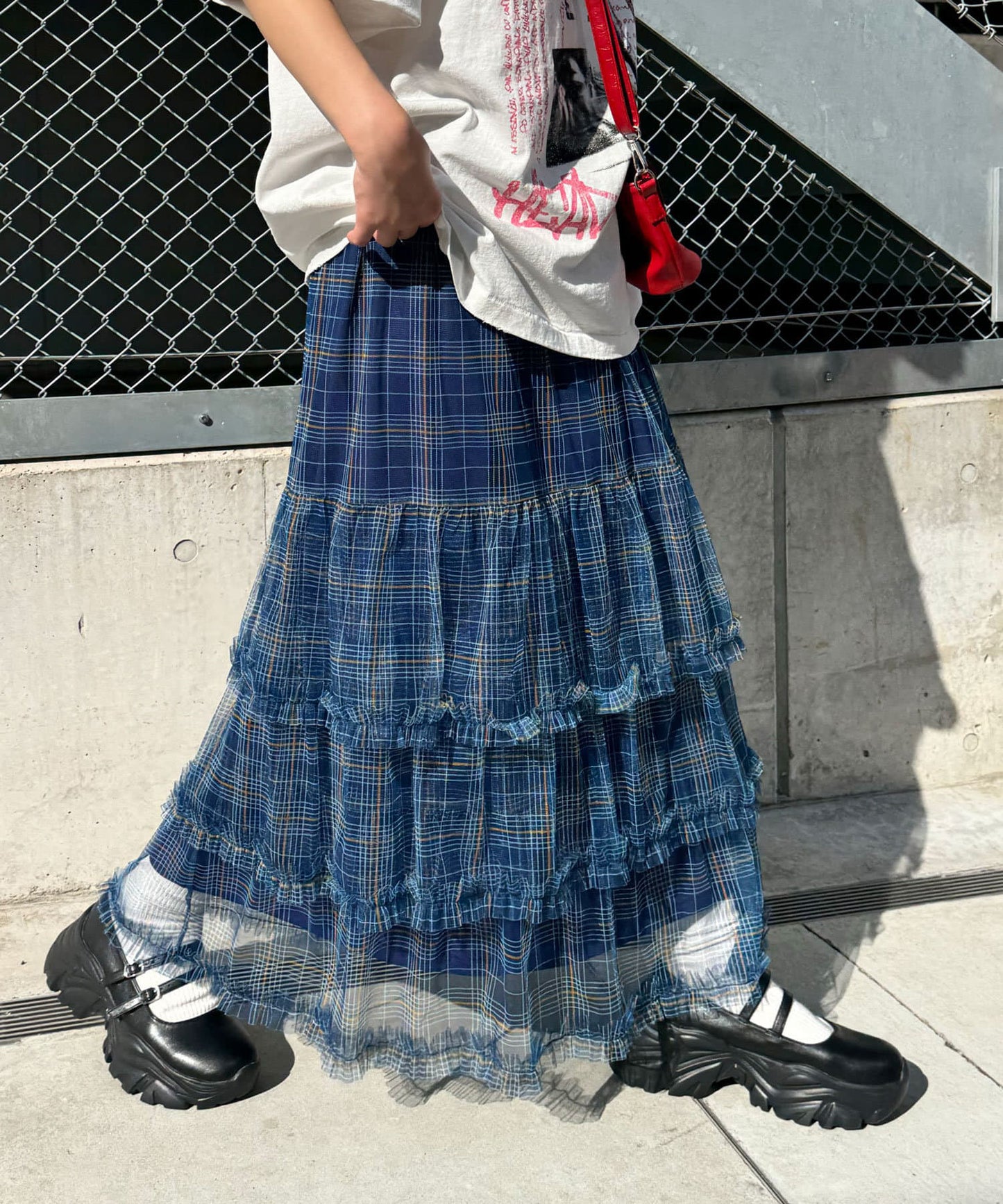 CIAOPANIC Tulle Frill Tiered Skirt  Flowy Feminine Skirt with Sheer Layers