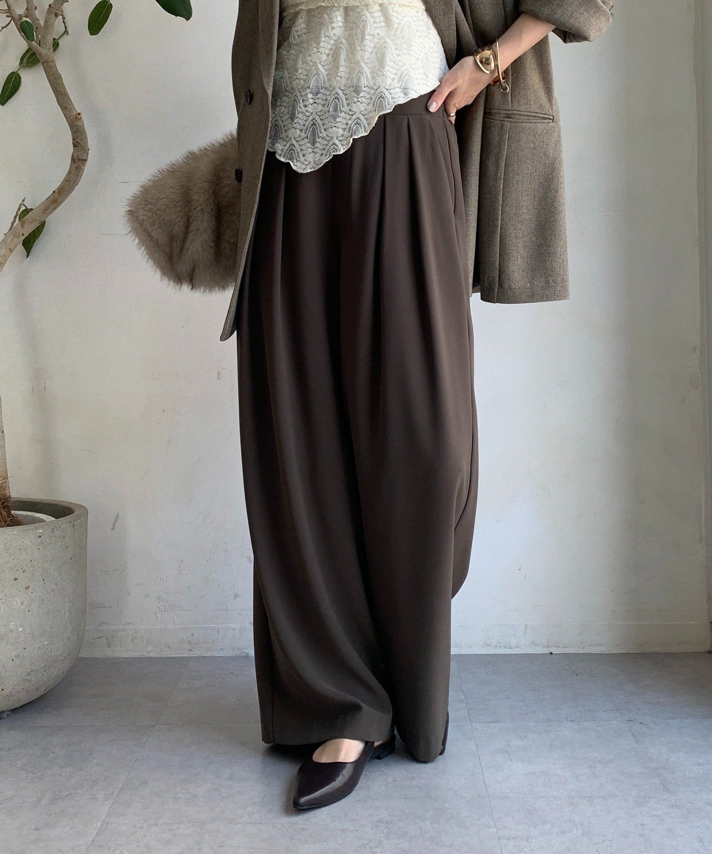 DOUDOU Minus 3kg Look Tuck Wide Pants  No.1 Best-Seller, 22 Colors, 4 Lengths
