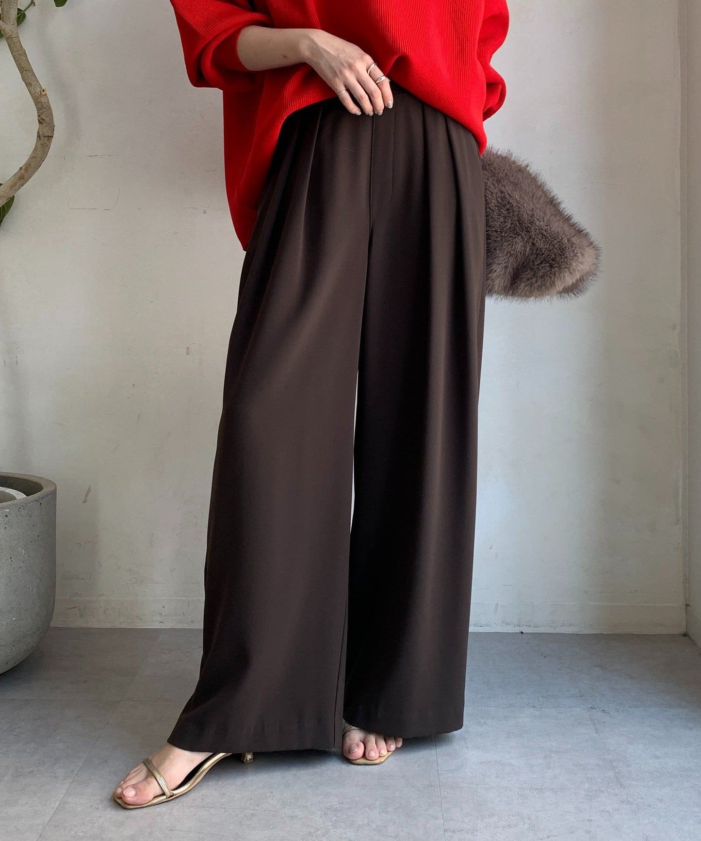 DOUDOU Minus 3kg Look Tuck Wide Pants  No.1 Best-Seller, 22 Colors, 4 Lengths