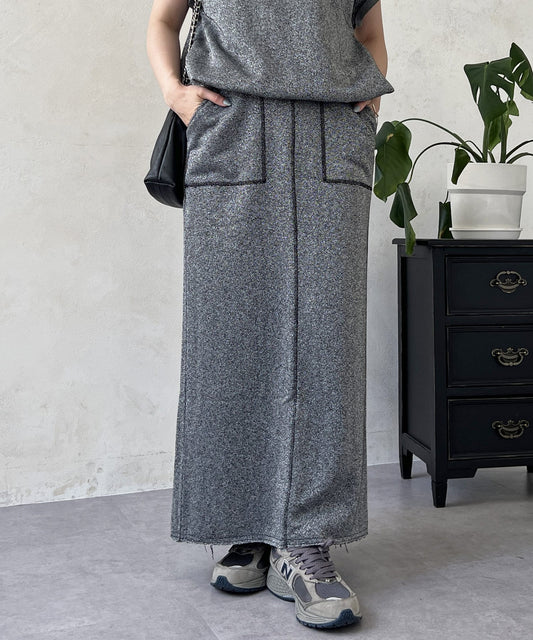 Croisiere Lame Fleece Tight Skirt  Comfortable Stretch Fit  Set-Up Wearable