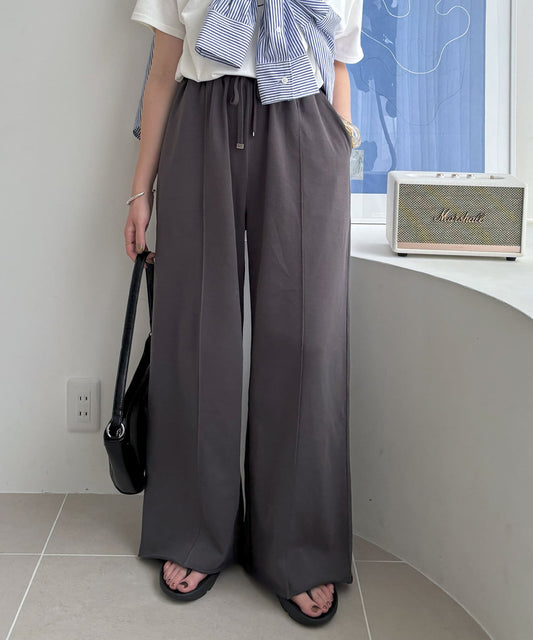 DISCOAT Light Ounce Fleece Center-Press Wide Pants | Relaxed & Chic Spring-Summer Sweatpants