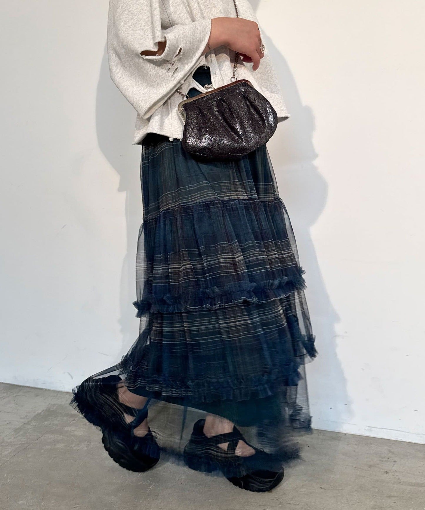 CIAOPANIC Tulle Frill Tiered Skirt  Flowy Feminine Skirt with Sheer Layers