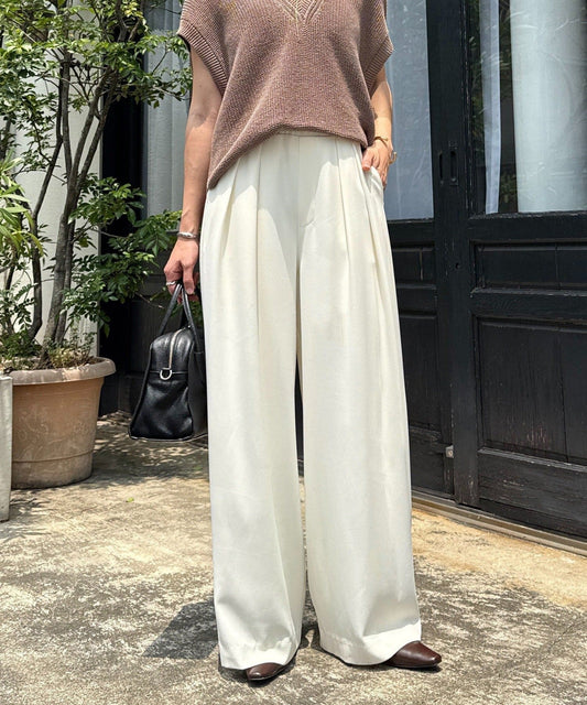 RIVE DROITE Tack Wide Slacks | Slimming -3kg Look & Easy-Care Everyday Pants
