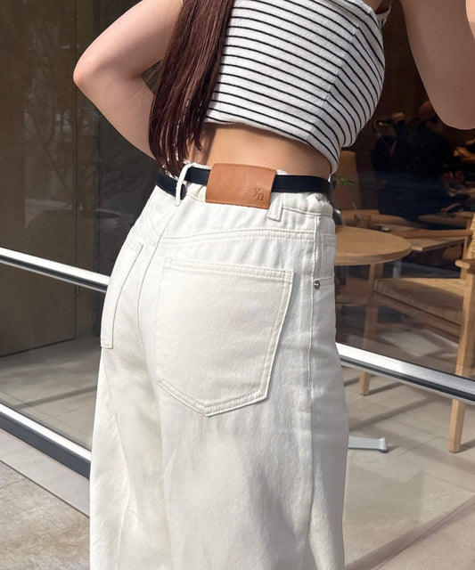 Thevon. “Yuna Project” High-Waist Straight Denim Pants  Leg-Lengthening & Adjustable Fit