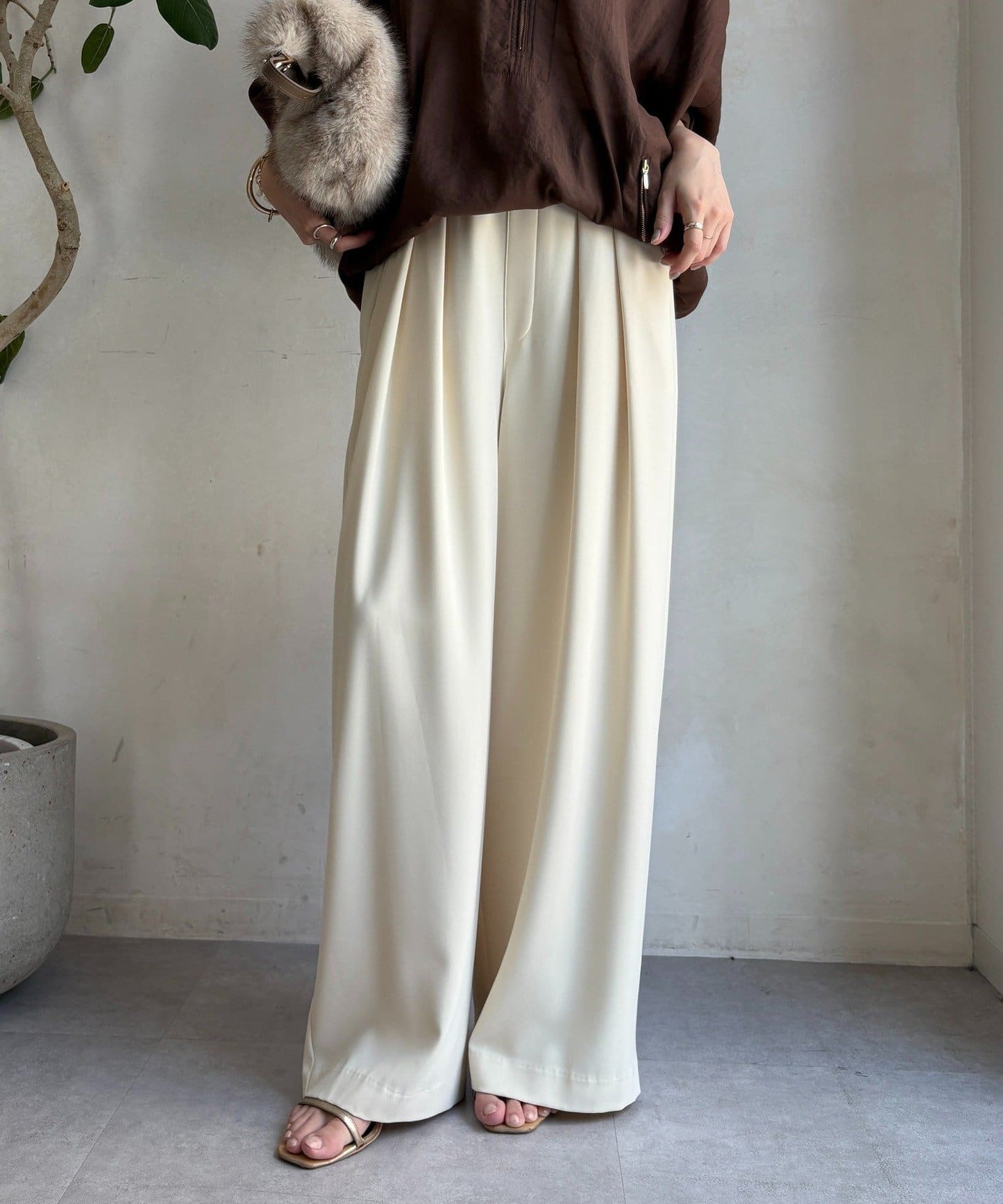 DOUDOU Minus 3kg Look Tuck Wide Pants  No.1 Best-Seller, 22 Colors, 4 Lengths