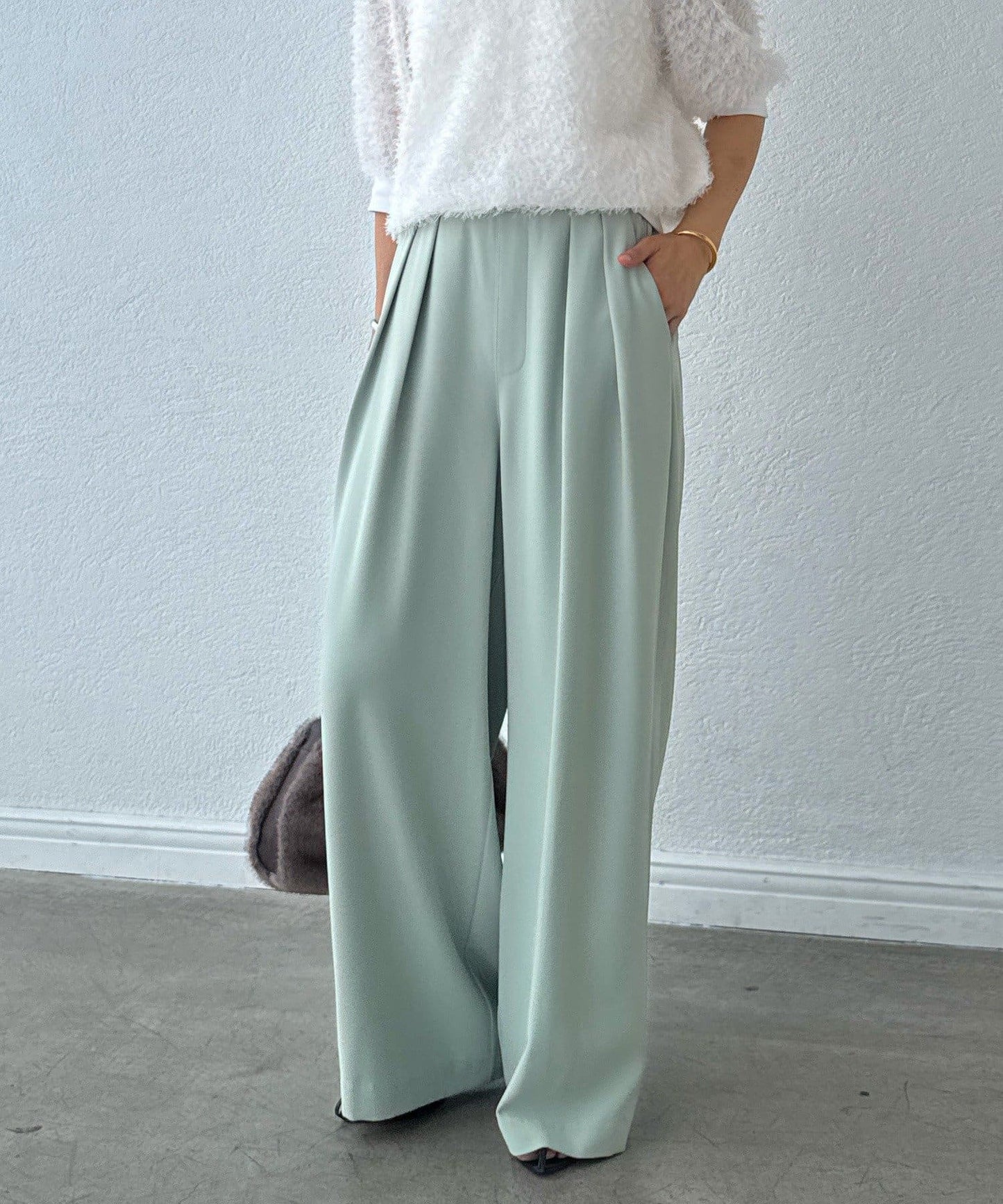 RIVE DROITE Tack Wide Slacks | Slimming -3kg Look & Easy-Care Everyday Pants