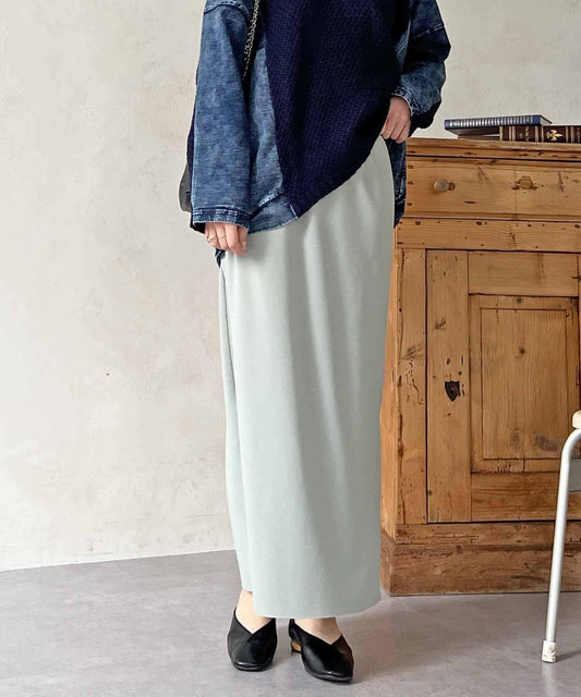 Croisiere Georgette Tight Skirt  Slim I-Line Silhouette with Side Zip Slit
