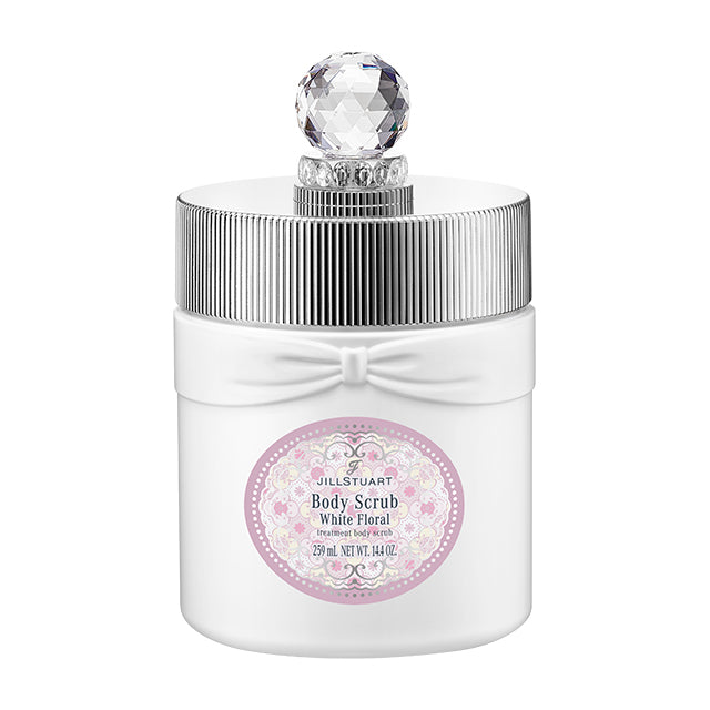 JILL STUART White Floral Body Scrub | 2-Way Foaming Salt & Sugar Exfoliator for Silky Smooth Skin