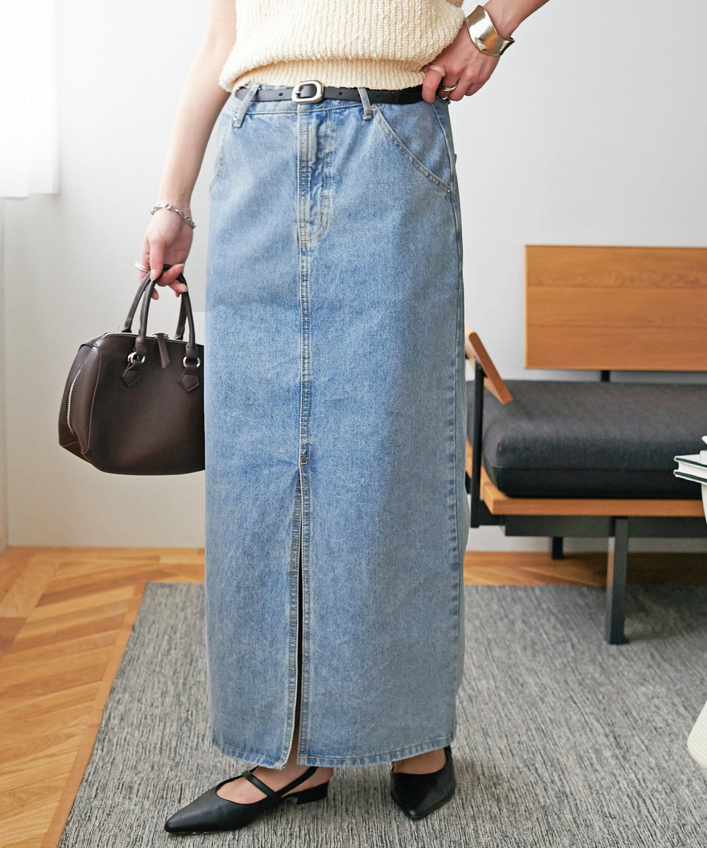 DISCOAT US Cotton Denim Narrow Skirt  Improved Design  Sustainable US Cotton