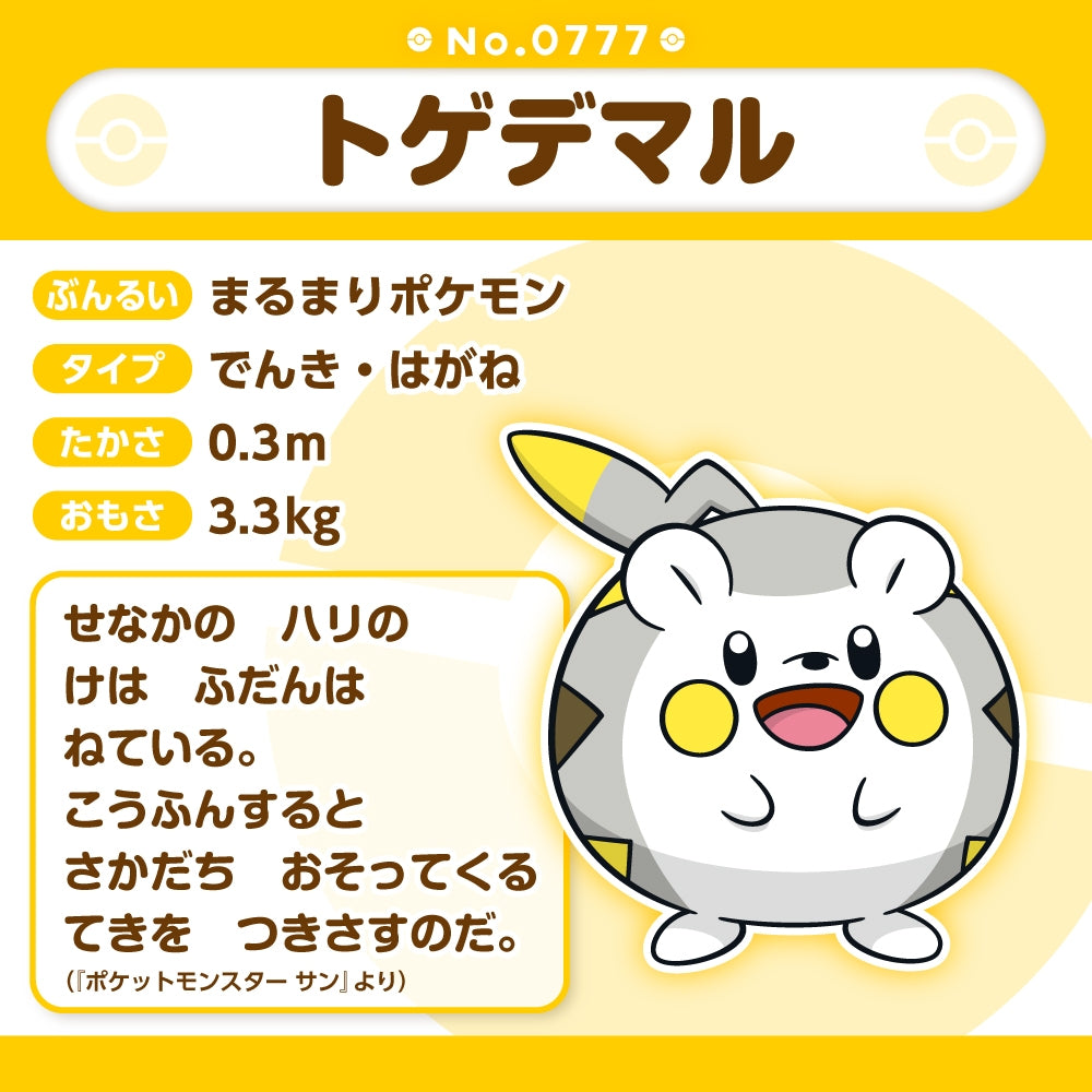 Pokémon Fit Togedemaru Plush – Electric-Type Cuteness from Alola (Palm-Sized Collectible)