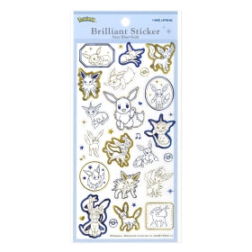 Pokémon Brilliant Sticker | Eevee & Evolutions | Navy Blue × Gold Foil Transparent Design