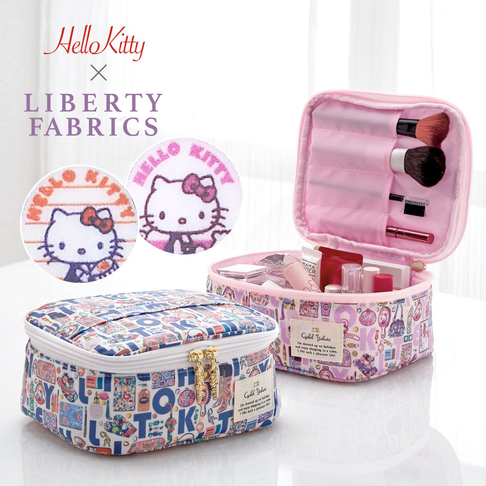 【Cyalel Yahata Exclusive】Hello Kitty × Liberty Print Vanity Pouch | Large-Capacity Makeup & Travel Organizer