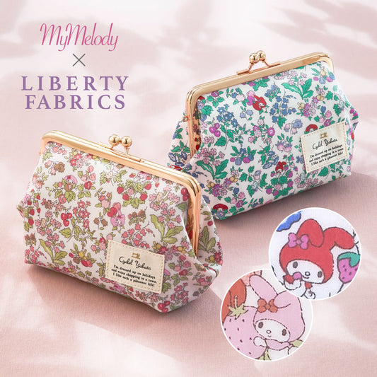【Cyalel Yahata Exclusive】 My Melody Liberty Print Gamaguchi Pouch | Large Cosmetic & Makeup Bag with Floral Design – Made in Japan