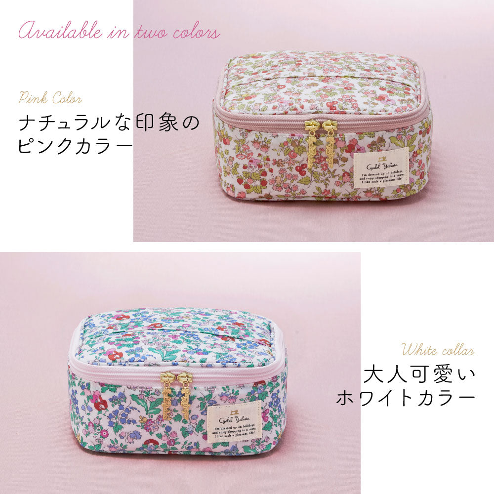 【Cyalel Yahata Exclusive】 My Melody × Liberty Print Vanity Pouch – Nancy’s Orchard | Large Cosmetic Bag with Brush Holder | Made in Japan