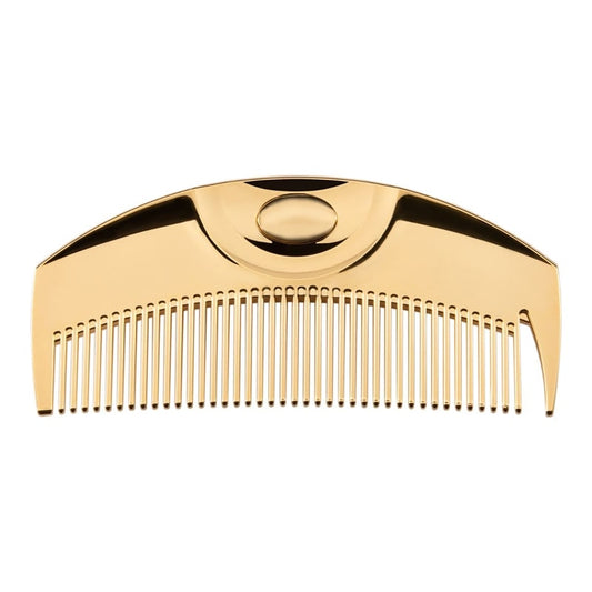 LOVE CHROME K24PG TSUKI – 24K Gold-Plated Compact Hair Comb (Pocket-Sized Luxury)