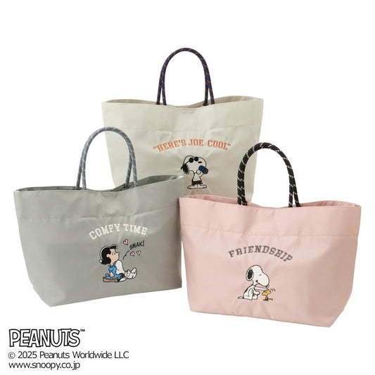 Snoopy & PEANUTS College Tote Bag – Limited Edition (Ivory/Grey/Pink)