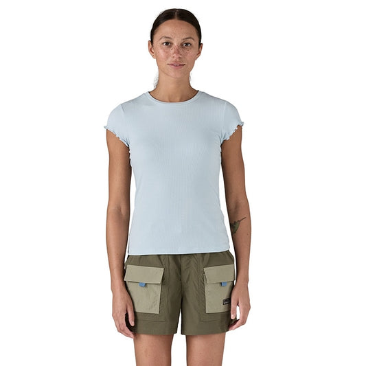 Patagonia Women's Rib-Knit Top – Slim Fit, TENCEL™ Lyocell Blend – Fleck Blue – Size S