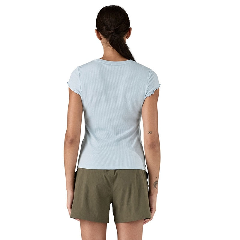 Patagonia Women's Rib-Knit Top – Slim Fit, TENCEL™ Lyocell Blend – Fleck Blue – Size S