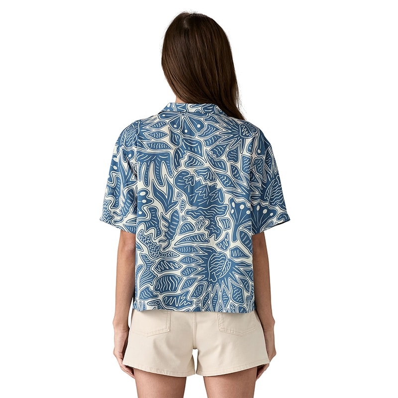 Patagonia Women's Tidal Threads Shirt – Lightweight TENCEL™ Lyocell – Bees and Flowers: Still Blue – Size S