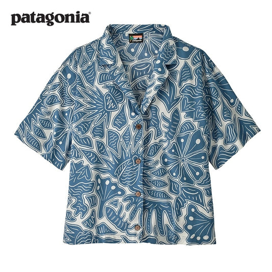 Patagonia Women's Tidal Threads Shirt – Lightweight TENCEL™ Lyocell – Bees and Flowers: Still Blue – Size S