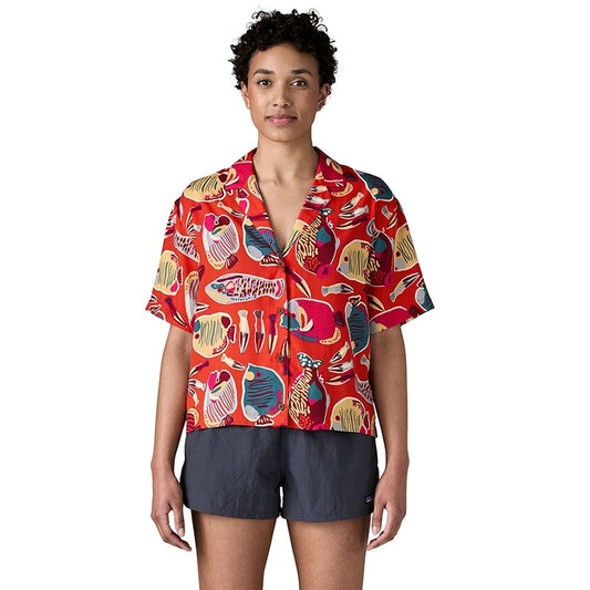 Patagonia Women's Tidal Threads Shirt – Lightweight TENCEL™ Lyocell, Breezy Fit, Wrasse: Pollinator Orange – Size S