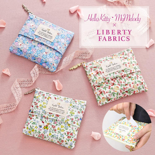 Sanrio Characters Tissue Pouch | Liberty Print Collaboration | Hello Kitty & My Melody | Compact Cosmetic & Mini Pouch