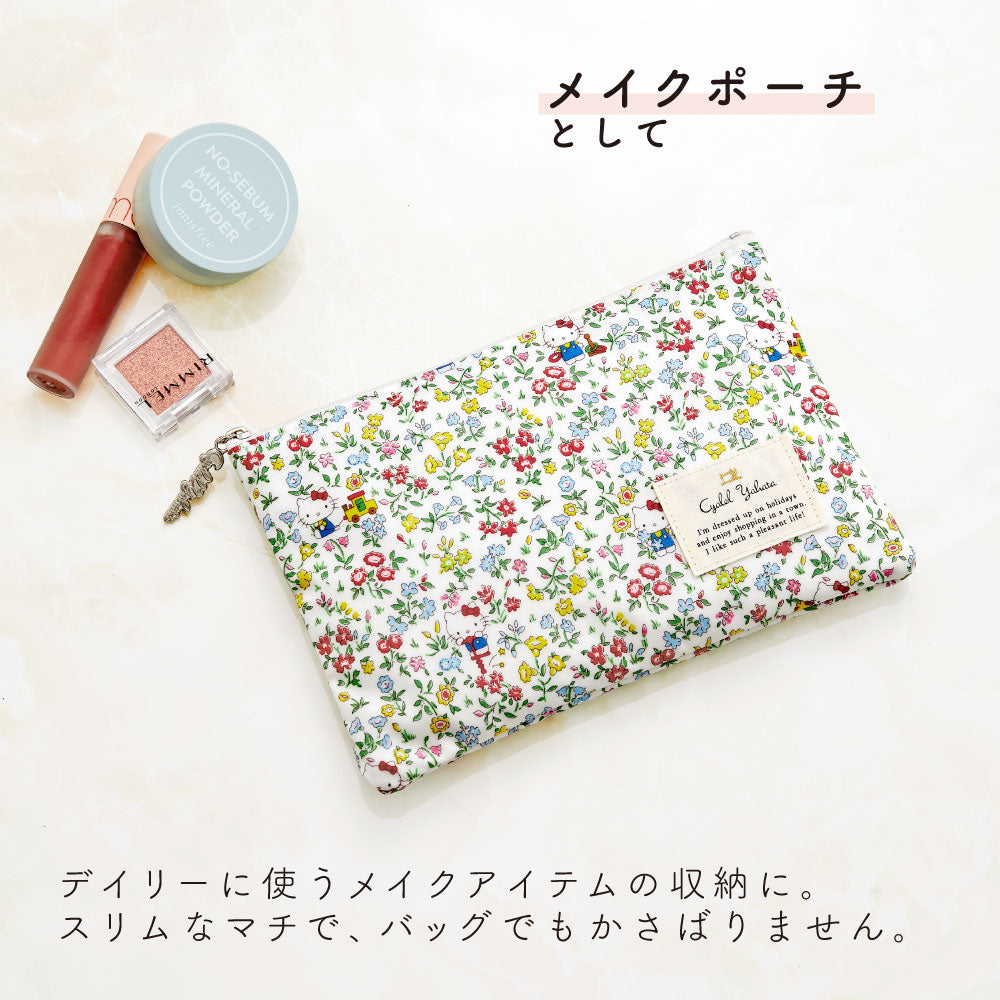 Sanrio Characters Flat Pouch | Liberty Print Multi-Case | Mother & Child Handbook, Passport, or Notebook Organizer | Hello Kitty & My Melody