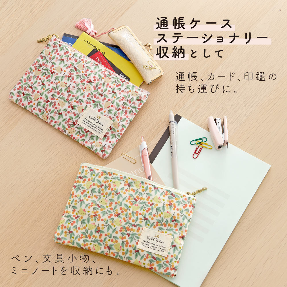 Sanrio Characters Flat Pouch | Liberty Print Multi-Case | Mother & Child Handbook, Passport, or Notebook Organizer | Hello Kitty & My Melody