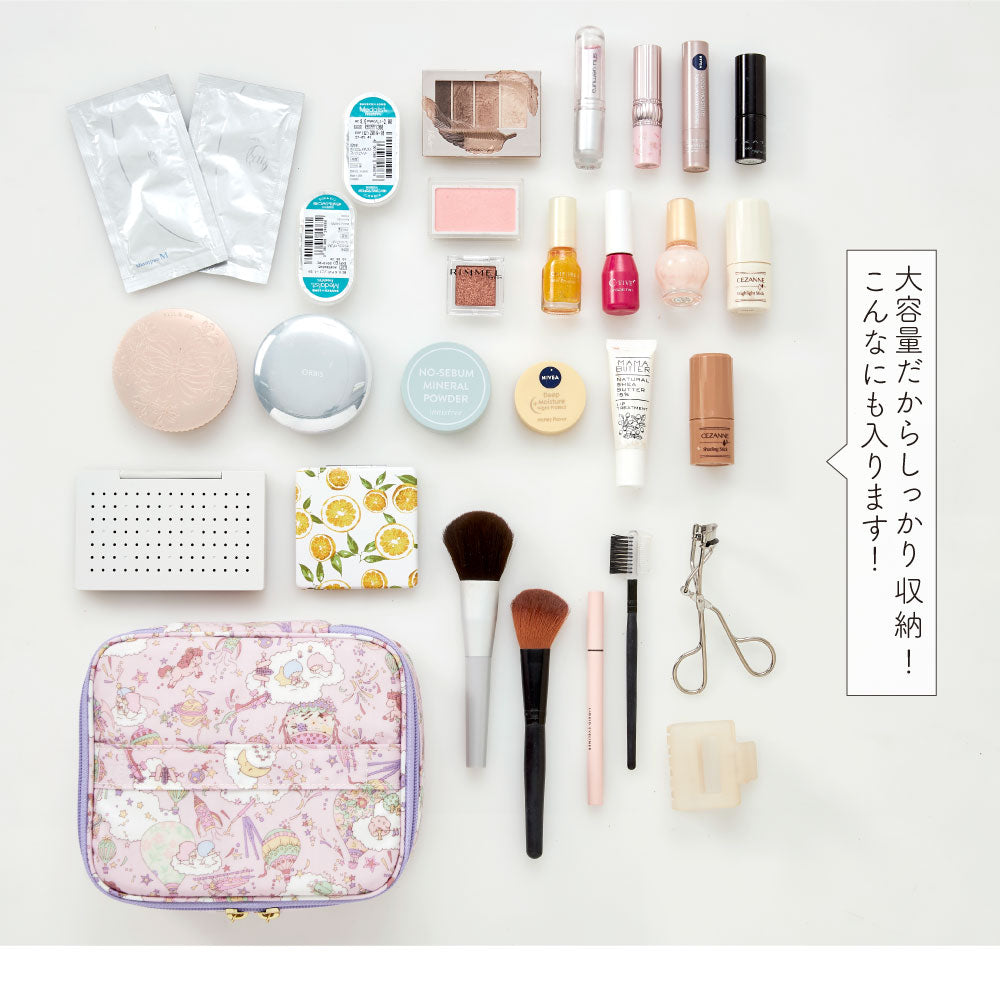 【Cyalel Yahata Exclusive】Sanrio Characters Vanity Pouch | Hello Kitty, Little Twin Stars & My Melody × Liberty Print | Large-Capacity Makeup & Travel Organizer