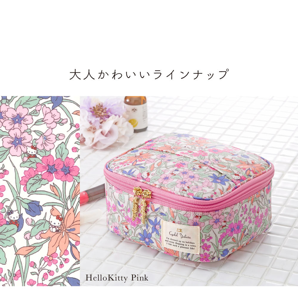 【Cyalel Yahata Exclusive】Sanrio Characters Vanity Pouch | Hello Kitty, Little Twin Stars & My Melody × Liberty Print | Large-Capacity Makeup & Travel Organizer