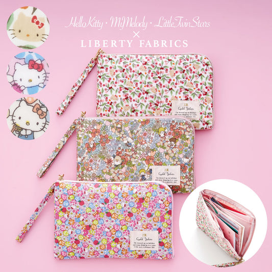 Sanrio Characters Multi Case | Liberty Print Organizer | Mother & Child Handbook, Medicine Notebook, Passport, or Bankbook Case | Hello Kitty, My Melody, Little Twin Stars