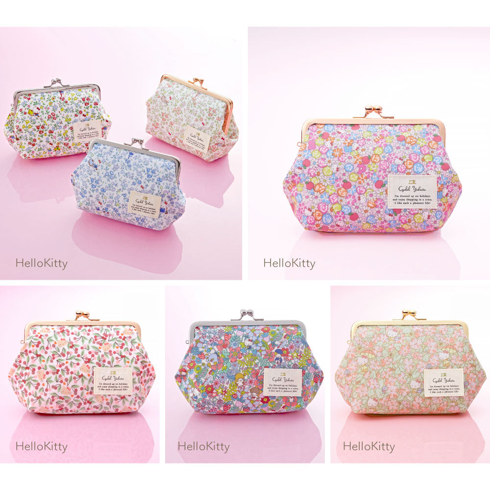 【Official Lowest Price】 Sanrio Characters Liberty Print Gamaguchi Pouch | Hello Kitty 50th Anniversary, My Melody, Little Twin Stars | Large Makeup & Cosmetic Bag – Made in Japan