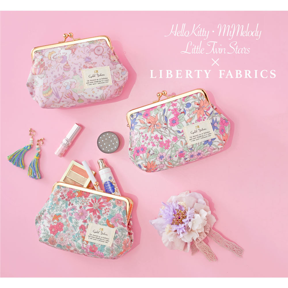 【Official Lowest Price】 Sanrio Characters Liberty Print Gamaguchi Pouch | Hello Kitty 50th Anniversary, My Melody, Little Twin Stars | Large Makeup & Cosmetic Bag – Made in Japan